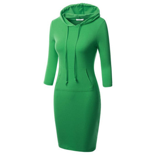 Online discount shop Australia - Fashion Women Striped Hoody Hoodie Hooded with Pockets Autumn Winter Wear Bodycon Casual Pencil Dress