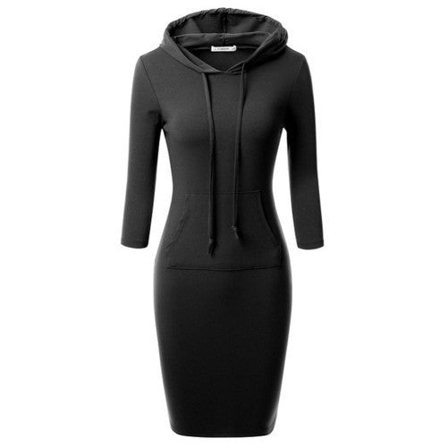 Online discount shop Australia - Fashion Women Striped Hoody Hoodie Hooded with Pockets Autumn Winter Wear Bodycon Casual Pencil Dress