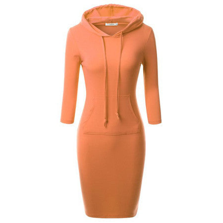 Online discount shop Australia - Fashion Women Striped Hoody Hoodie Hooded with Pockets Autumn Winter Wear Bodycon Casual Pencil Dress