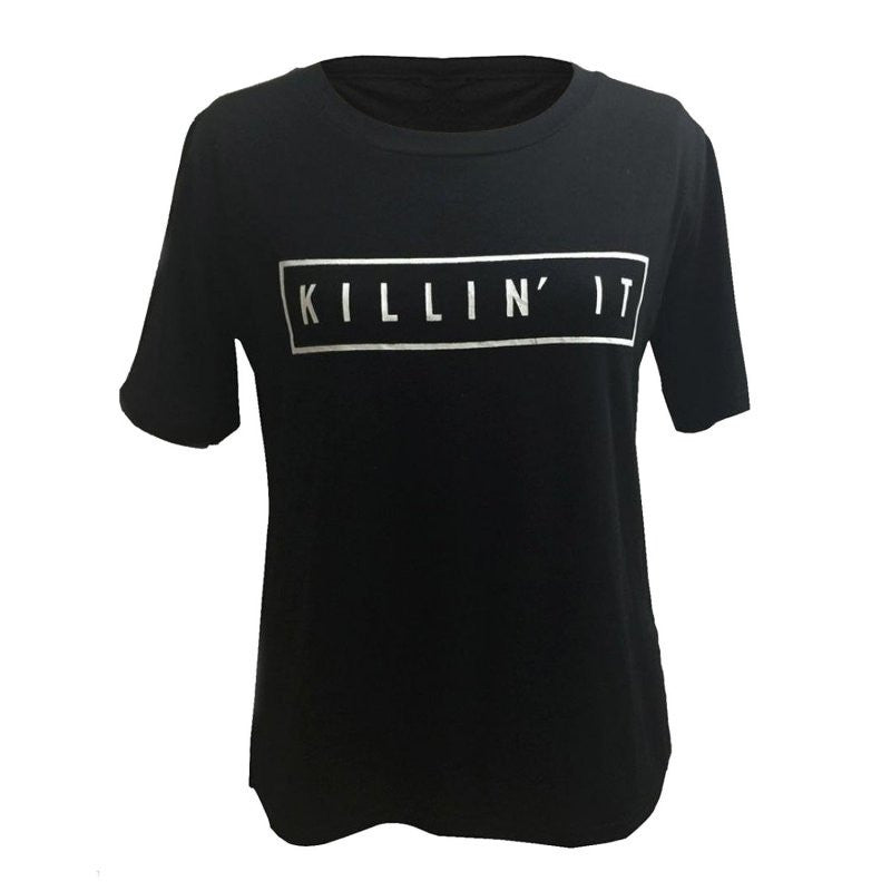 Online discount shop Australia - Killin It Letter Print Fashion Women  Top Letter Print Casual T shirt Sexy Slim Funny Top Tee Short Sleeve Shirts