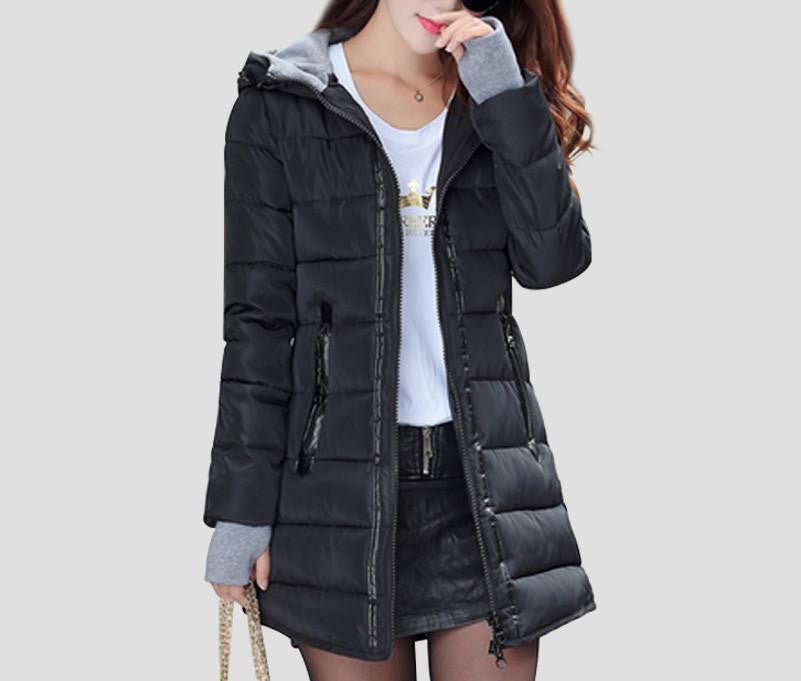 War Jackets Women Fashion Down Cotton Casual Hooded Long Coat Thickening Plus Size Parka Zipper Cotton Slim