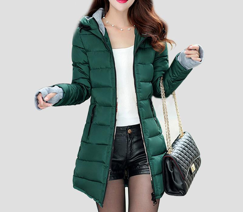 War Jackets Women Fashion Down Cotton Casual Hooded Long Coat Thickening Plus Size Parka Zipper Cotton Slim