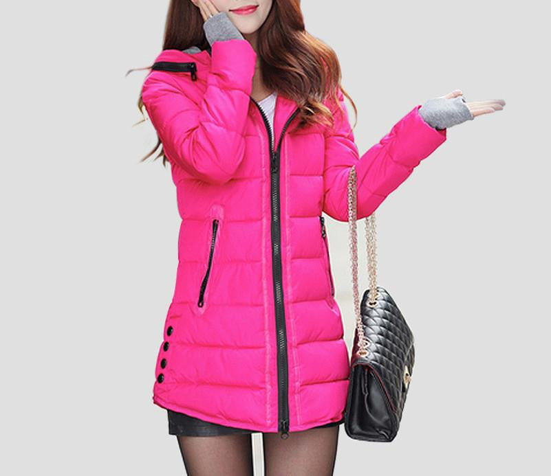 War Jackets Women Fashion Down Cotton Casual Hooded Long Coat Thickening Plus Size Parka Zipper Cotton Slim