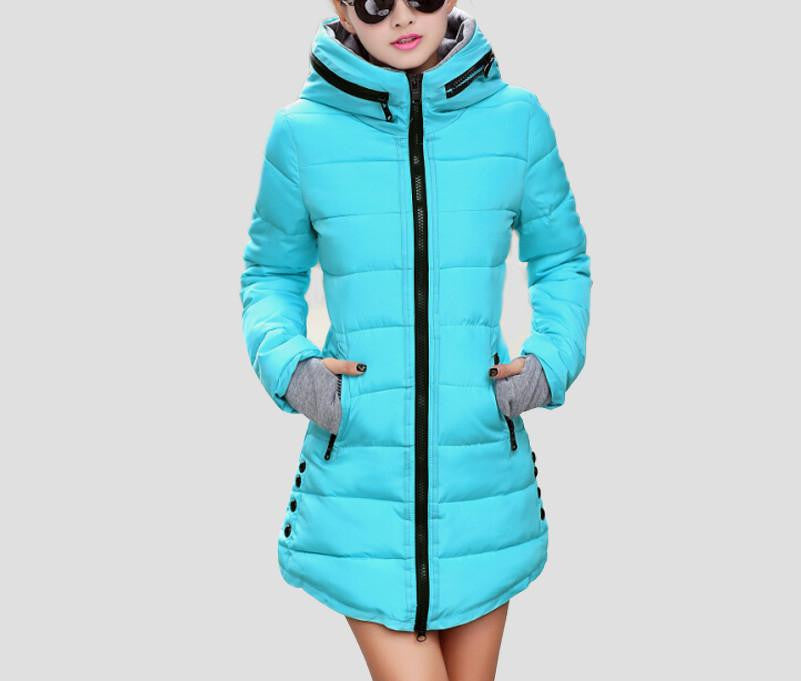 War Jackets Women Fashion Down Cotton Casual Hooded Long Coat Thickening Plus Size Parka Zipper Cotton Slim