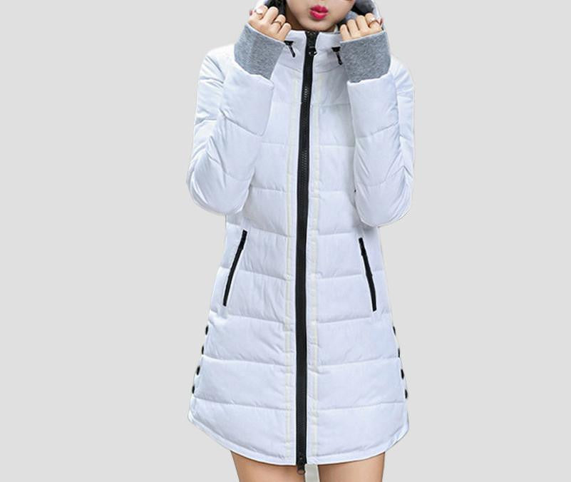 War Jackets Women Fashion Down Cotton Casual Hooded Long Coat Thickening Plus Size Parka Zipper Cotton Slim