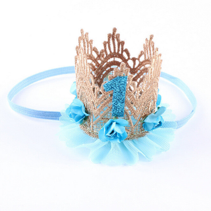 Online discount shop Australia - 7 Colors Newborn Baby Birthday Crown Headband Flower Lace Gold Tiara Headband for Baby Girls Party Hiar Band Accessories Gifts