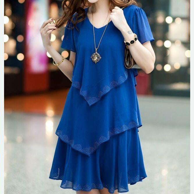 Dress Women Party Dresses 5xl Plus Size Women Clothing Vestidos Black Blue Summer Dress Chiffon