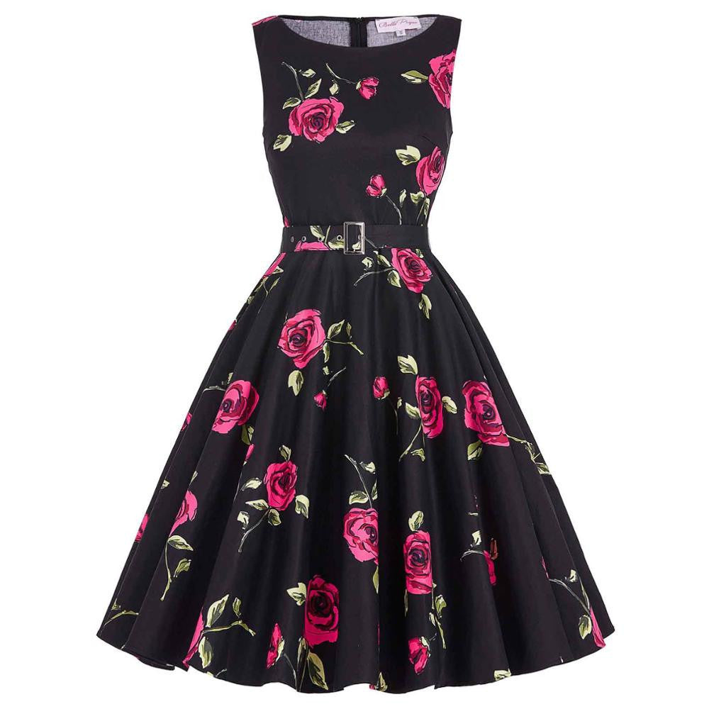 Online discount shop Australia - Jurken Women Dress Black Red Purple Summer Audrey Hepburn 50s 60s Vintage Dresses Vestidos Plus Size Rockabilly Party Dress