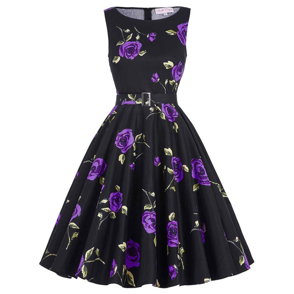 Online discount shop Australia - Jurken Women Dress Black Red Purple Summer Audrey Hepburn 50s 60s Vintage Dresses Vestidos Plus Size Rockabilly Party Dress