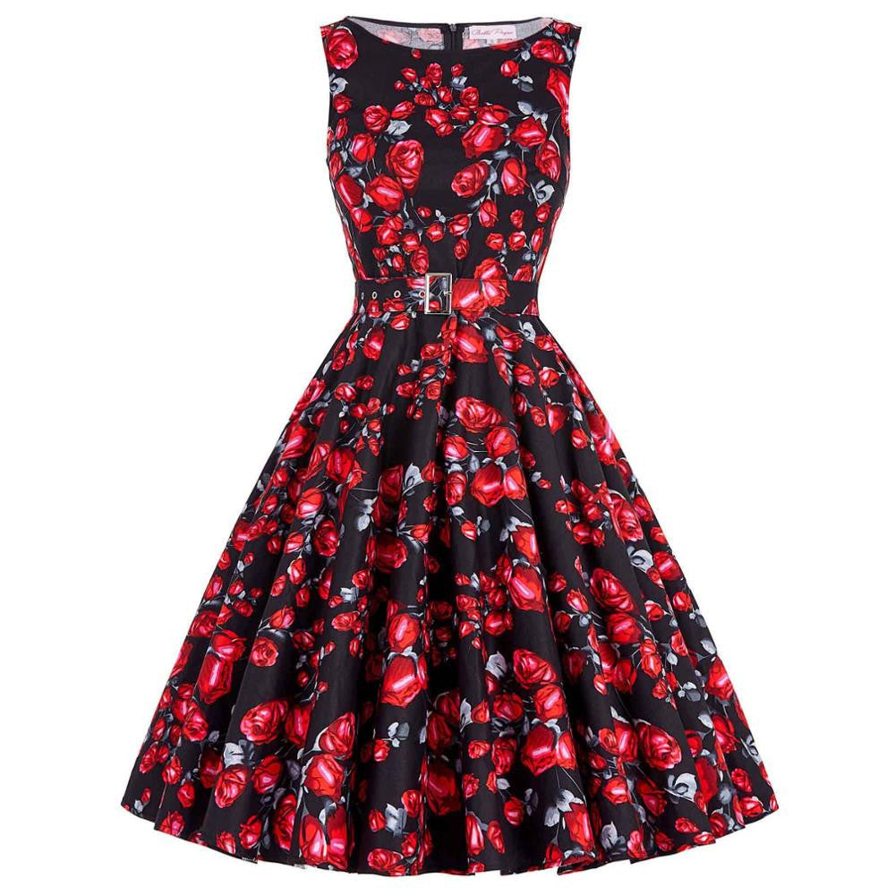 Online discount shop Australia - Jurken Women Dress Black Red Purple Summer Audrey Hepburn 50s 60s Vintage Dresses Vestidos Plus Size Rockabilly Party Dress