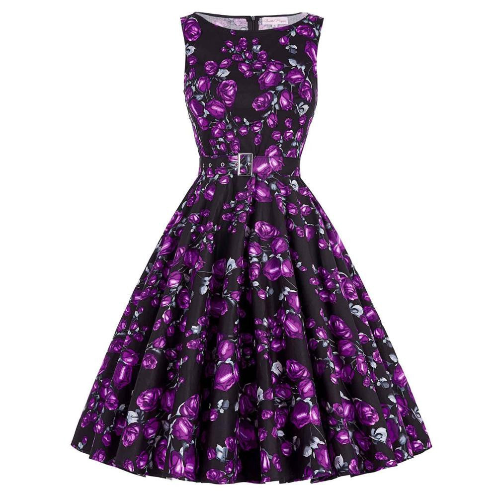 Online discount shop Australia - Jurken Women Dress Black Red Purple Summer Audrey Hepburn 50s 60s Vintage Dresses Vestidos Plus Size Rockabilly Party Dress