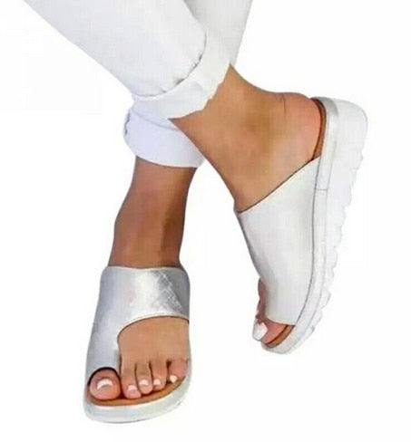 artificial leather Comfortable Platform wedge soft sandals big toe orthopedic corrector slippers 34-43-Dollar Bargains Online Shopping Australia