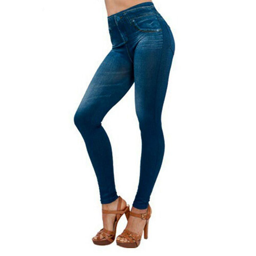 Skinny Slim Thin High Elastic Waist Washed Jeans leggings Pencil Pants Denim Leggings For Women