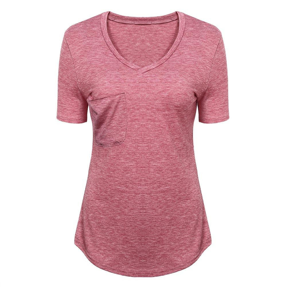 Tees Women V Neck Short Sleeve Cotton T Shirt Loose Tops T-Shirts Casual tshirt women