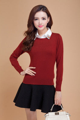 women's Sweater Wool Sweater Female round neck pullover Knit Sweater