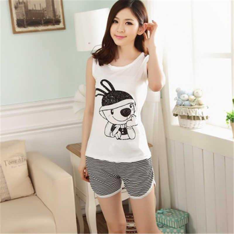 Shirt Women Clothing Brand Famaily Tracksuit Sleeveless Tops Shorts Set Female Sets Night Suit Sleepwear