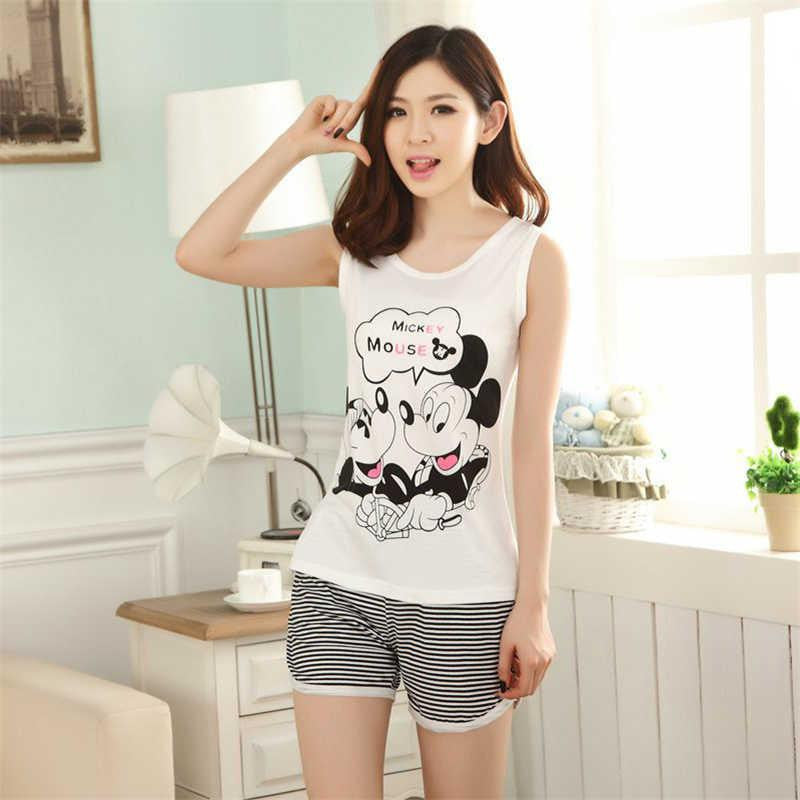 Shirt Women Clothing Brand Famaily Tracksuit Sleeveless Tops Shorts Set Female Sets Night Suit Sleepwear