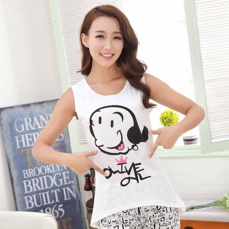 Shirt Women Clothing Brand Famaily Tracksuit Sleeveless Tops Shorts Set Female Sets Night Suit Sleepwear