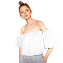 Women Blouses Solid casual Flare off shoulder Sleeve Strapless Tops plus size Blouse