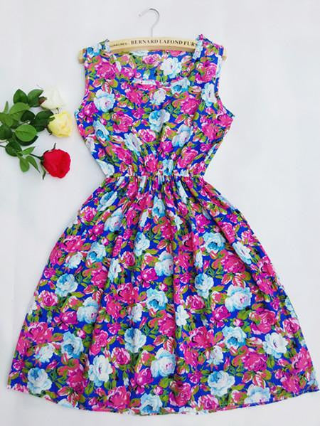 women European style plus size Fashion party Vest dress sexy Flower prints Slim Mini Dress Spring summer dresses