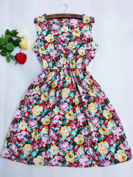 women European style plus size Fashion party Vest dress sexy Flower prints Slim Mini Dress Spring summer dresses