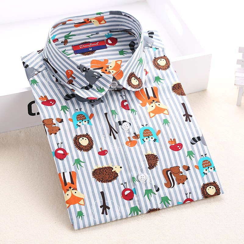 Online discount shop Australia - Floral Women Blouses And Shirts Women Cotton Office Female Blouse Long Sleeve Women's Shirt Turn-down Collar Clothes