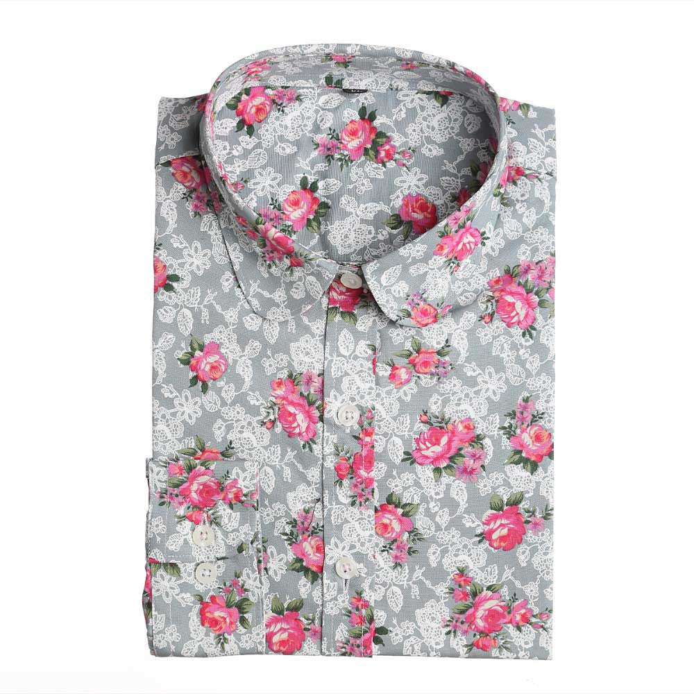 Online discount shop Australia - Floral Women Blouses And Shirts Women Cotton Office Female Blouse Long Sleeve Women's Shirt Turn-down Collar Clothes