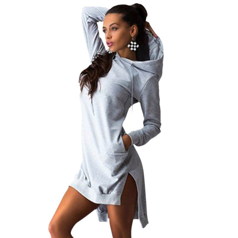 Online discount shop Australia - New Arrival Women Casual Hoodie Tops Long Sleeve Hooded Mini Dress