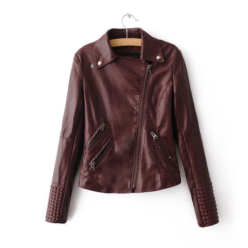 Women Leather Jackets Fashion Female Rivet Brand Coat Outwear