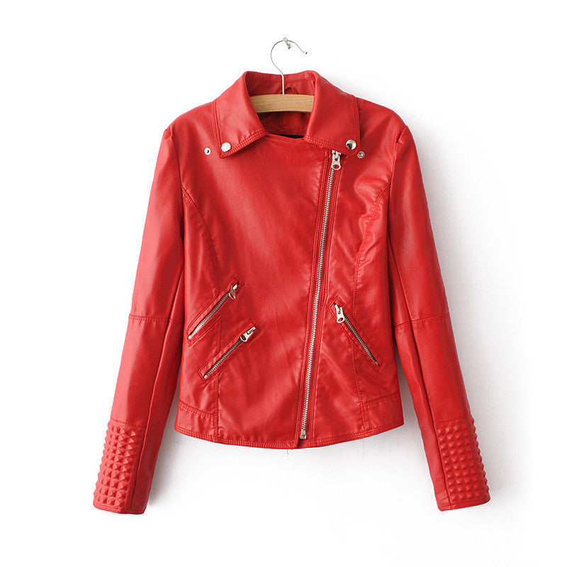 Women Leather Jackets Fashion Female Rivet Brand Coat Outwear