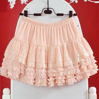 Women Skirts Girls Ruffle Lace skirts Lolita Japanese Cute skirts Female Dobby Skirts