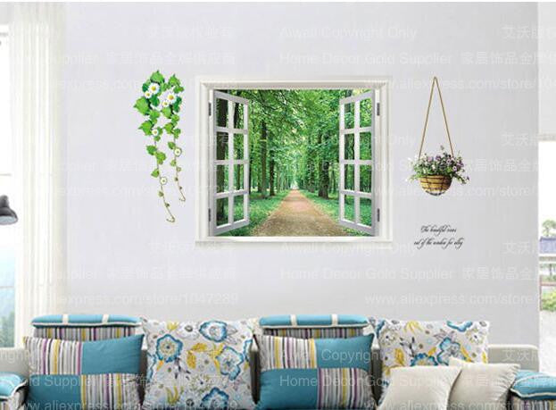 Online discount shop Australia - 9 Styles 3020 Removable Beach Sea 3D Window Scenery Wall Sticker home Decor Decals Mural Decal Exotic Beach View