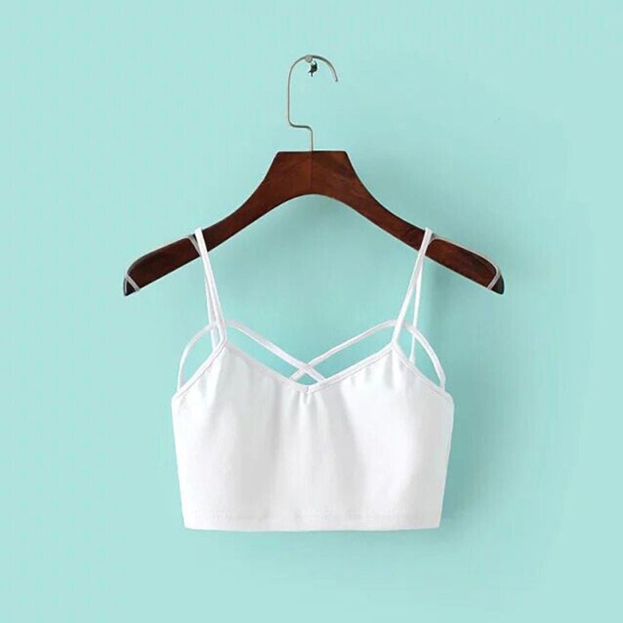 Online discount shop Australia - female strappy bra bralette sexy bustier crop top Stripe Grey cropped tops women Bandage Halter Tank Tops Camisole K