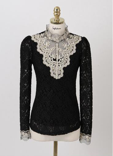 Online discount shop Australia - Lace Blouse Elegant Long Sleeve Beaded Bodysuit Women Shirts Crochet Lace Tops Women