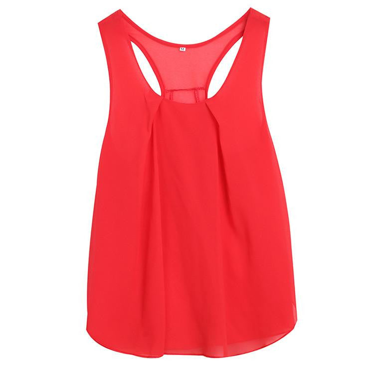 Women's Chiffon Sleeveless Blouse Ladies Loose Casual Vest Tank Tops