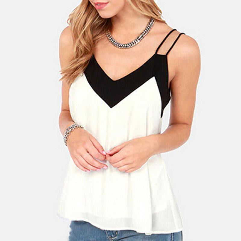 Zanzea Style V Neck Womens Sleeveless Halter Blouse Vest Loose Chiffon Tank Tops Plus Size