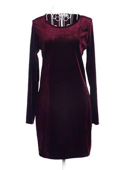 Online discount shop Australia - Fashion Pinup Velvet Ruched Formal Party Evening Bodycon Knee-Length O-Neck Full-Sleeve Empire Dress Maxi S-XXXL Size