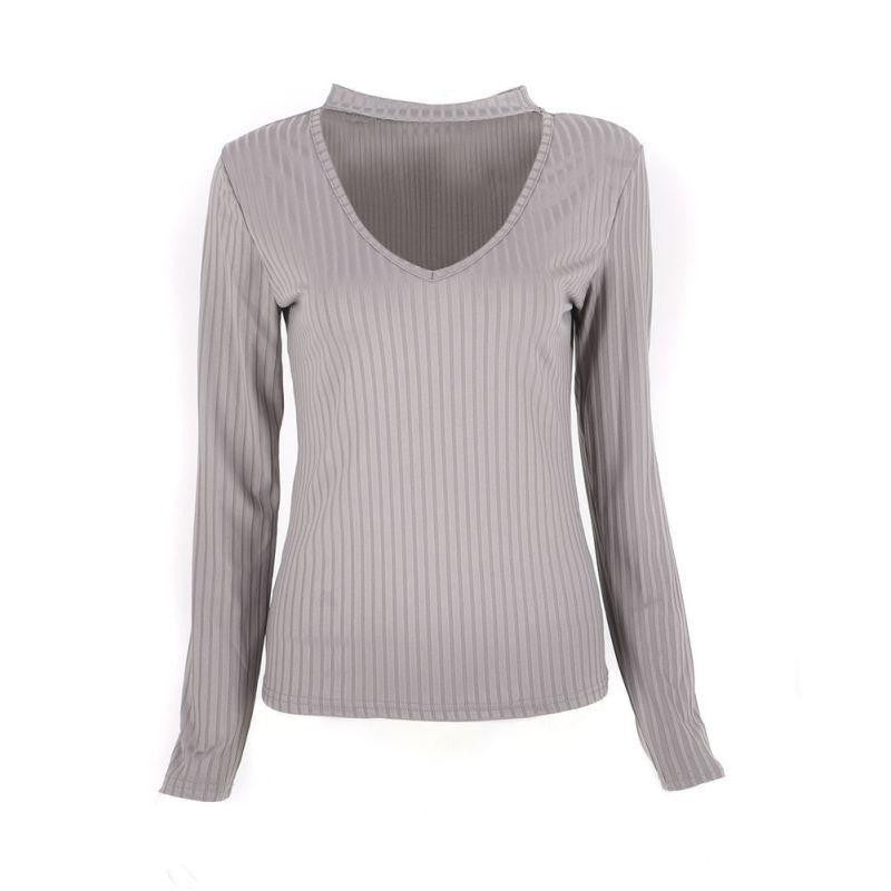 Online discount shop Australia - Fashion sexy Women Elegant halter knitted sweater Elastic Sweater pullover women Slim v neck knitting jumper casual tops