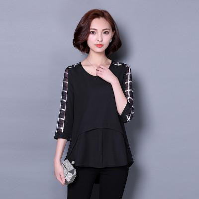 Women Clothing Women Blouses Loose Women Chiffon Blouse Black Plaid Shirt Checked Tops