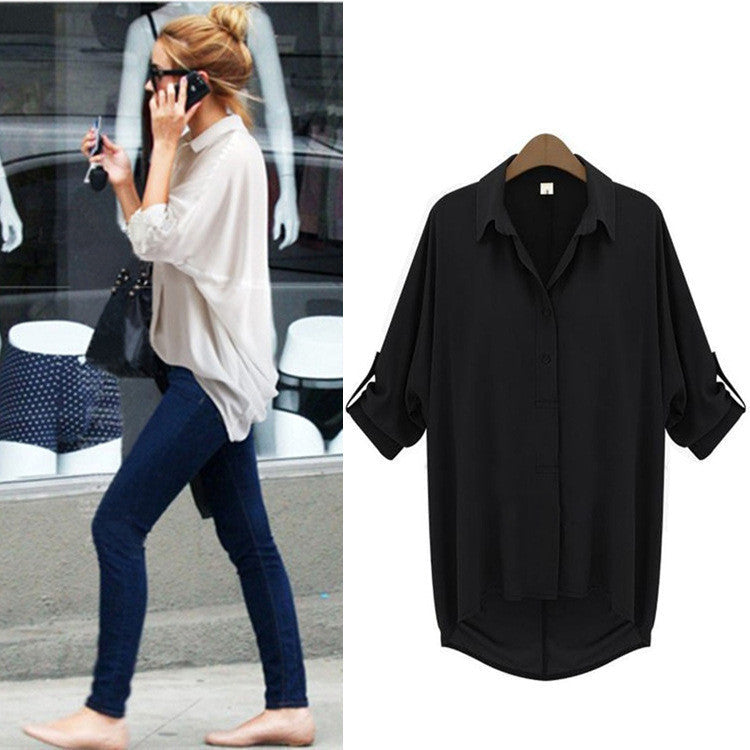 Fashion Women Blouses European Style Casual Chiffon Shirts Women Plus Size Blouse 3 Colors S-4XL