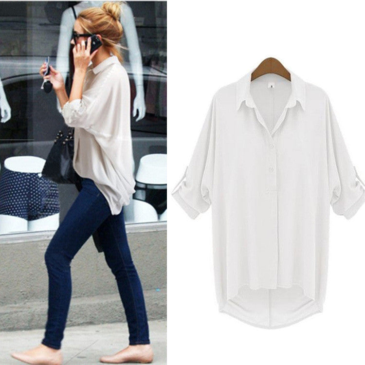 Fashion Women Blouses European Style Casual Chiffon Shirts Women Plus Size Blouse 3 Colors S-4XL