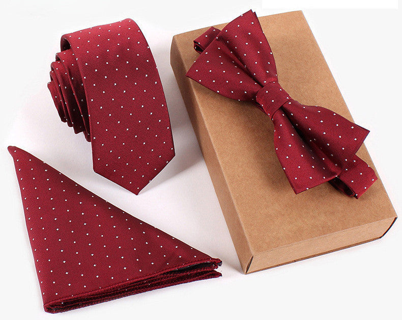 Online discount shop Australia - 3 PCS Slim Tie Set Men Bow Tie and Handkerchief Bowtie Necktie Cravate