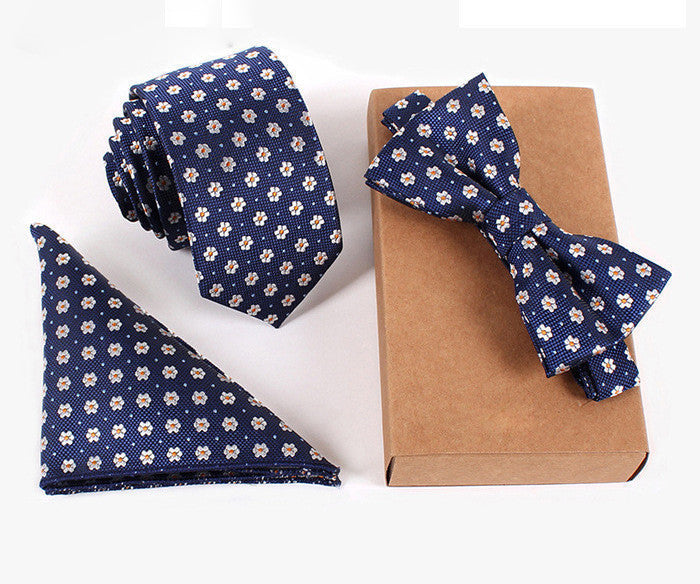 Online discount shop Australia - 3 PCS Slim Tie Set Men Bow Tie and Handkerchief Bowtie Necktie Cravate