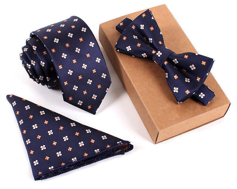 Online discount shop Australia - 3 PCS Slim Tie Set Men Bow Tie and Handkerchief Bowtie Necktie Cravate