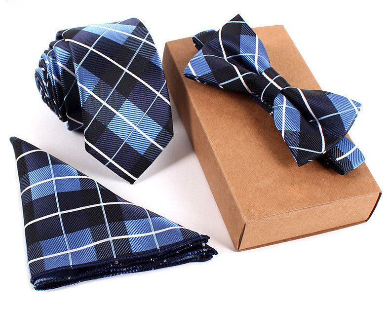 Online discount shop Australia - 3 PCS Slim Tie Set Men Bow Tie and Handkerchief Bowtie Necktie Cravate