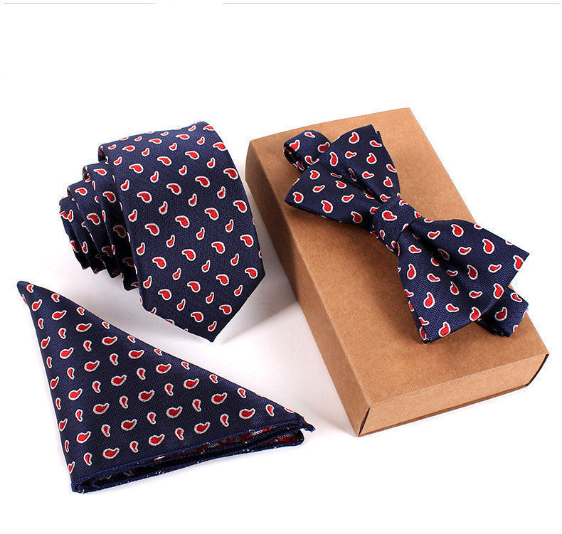 Online discount shop Australia - 3 PCS Slim Tie Set Men Bow Tie and Handkerchief Bowtie Necktie Cravate