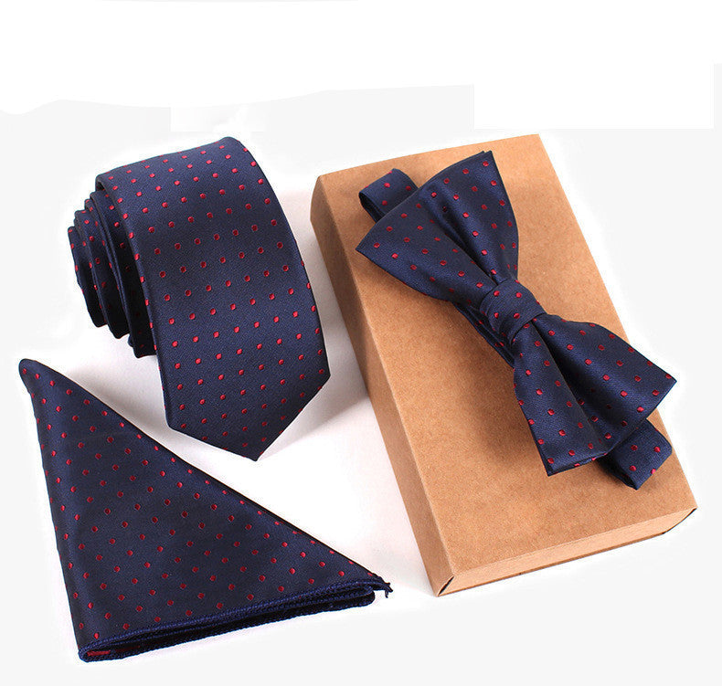 Online discount shop Australia - 3 PCS Slim Tie Set Men Bow Tie and Handkerchief Bowtie Necktie Cravate