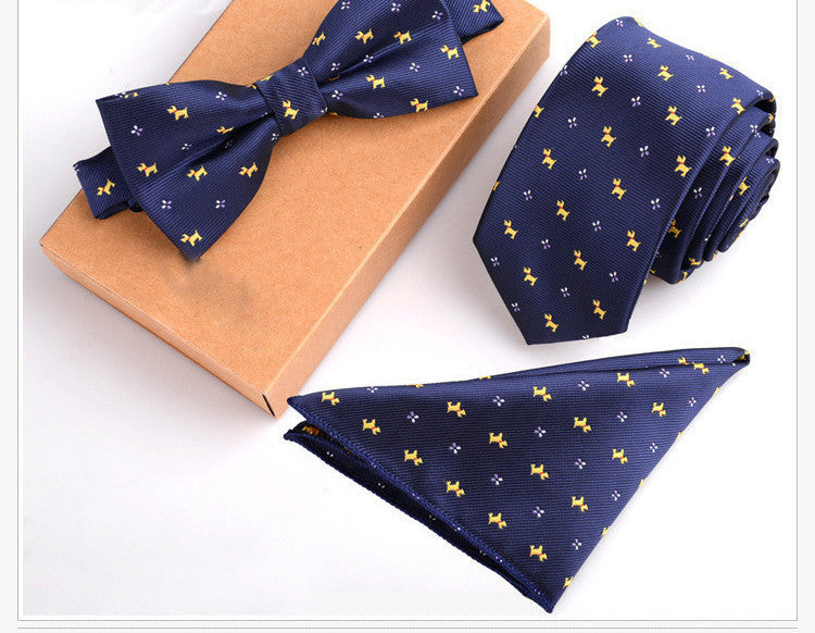 Online discount shop Australia - 3 PCS Slim Tie Set Men Bow Tie and Handkerchief Bowtie Necktie Cravate