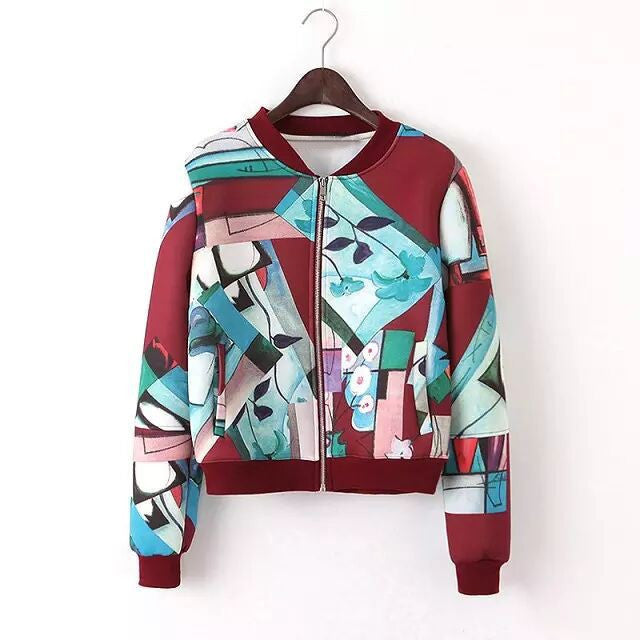 Online discount shop Australia - Bella Philosophy Graffiti full print women bomber jacket coat real photo long