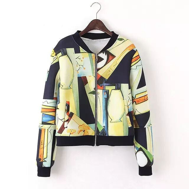 Online discount shop Australia - Bella Philosophy Graffiti full print women bomber jacket coat real photo long